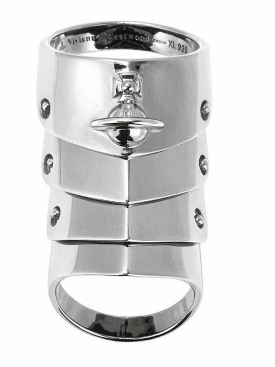 Vivienne Westwood Jewelry - Vivienne Westwood Sterling Silver Armour Ring w/ Orb - Excellent Pre Owned Cond